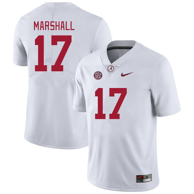Men #17 Trezmen Marshall Alabama Crimson Tide College Footabll Jerseys Stitched-White